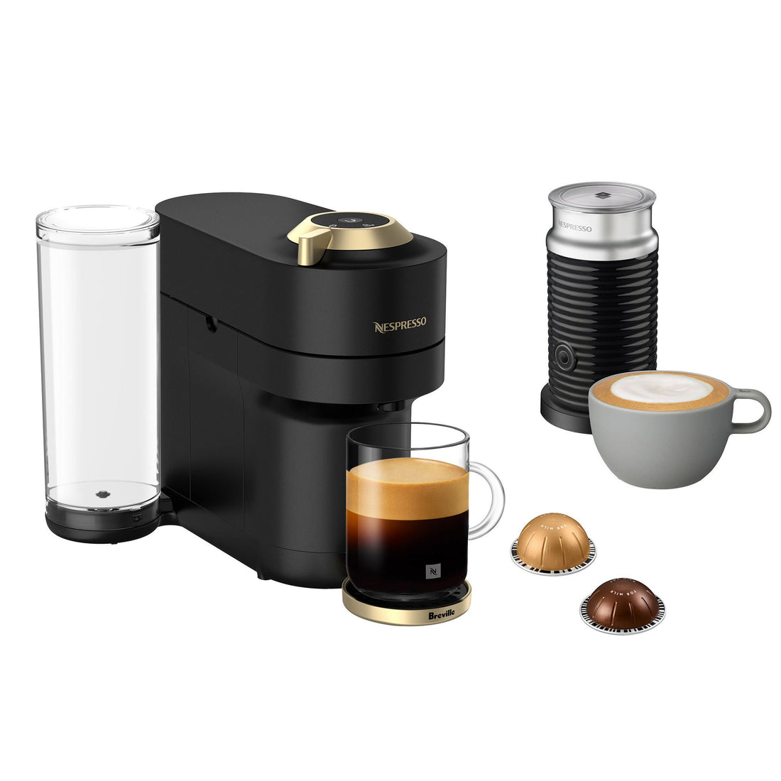 Nespresso Vertuo Pop+ Deluxe Coffee and Espresso Machine by Breville Matte Black