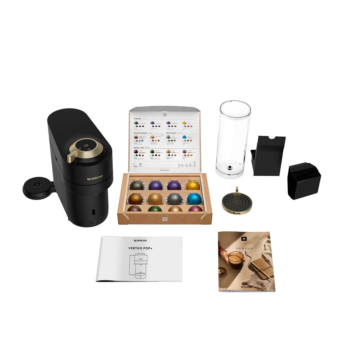 Nespresso Vertuo Pop+ Deluxe Coffee and Espresso Machine by Breville Matte Black