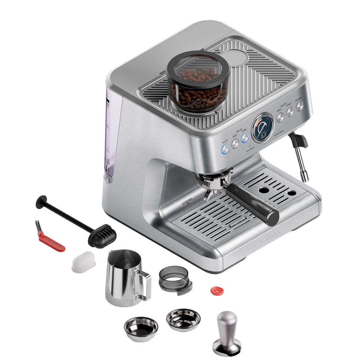 Chefman Crema Supreme Espresso Machine Conical Burr Grinder
