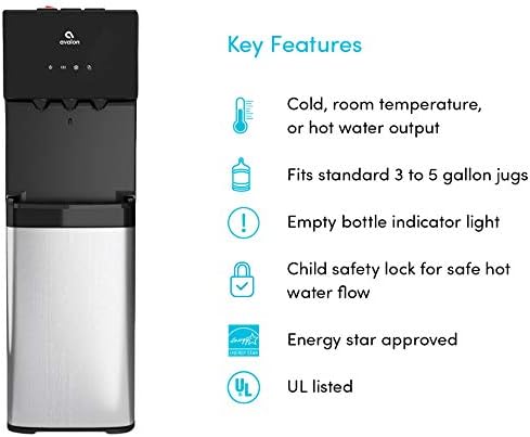 Avalon Bottom Loading Water Cooler Dispenser Black Stainless Steel A4BLWTRCLR