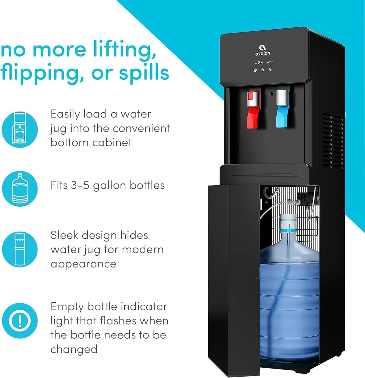 Avalon Bottom Loading Water Cooler Dispenser Hot Cold A6BLWTRCLRBLK