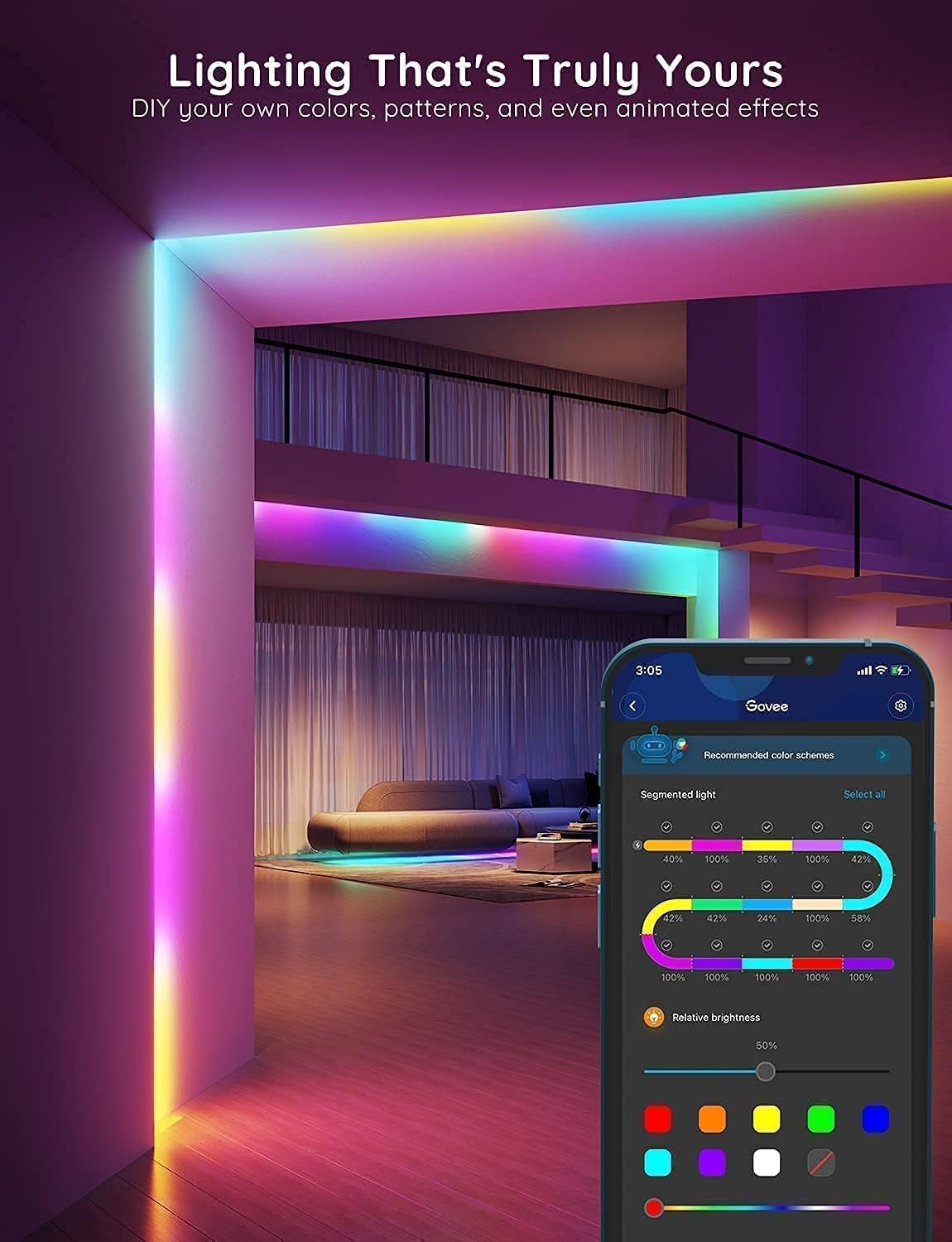 Govee RGBIC LED Strip Lights WiFi App Control H618F