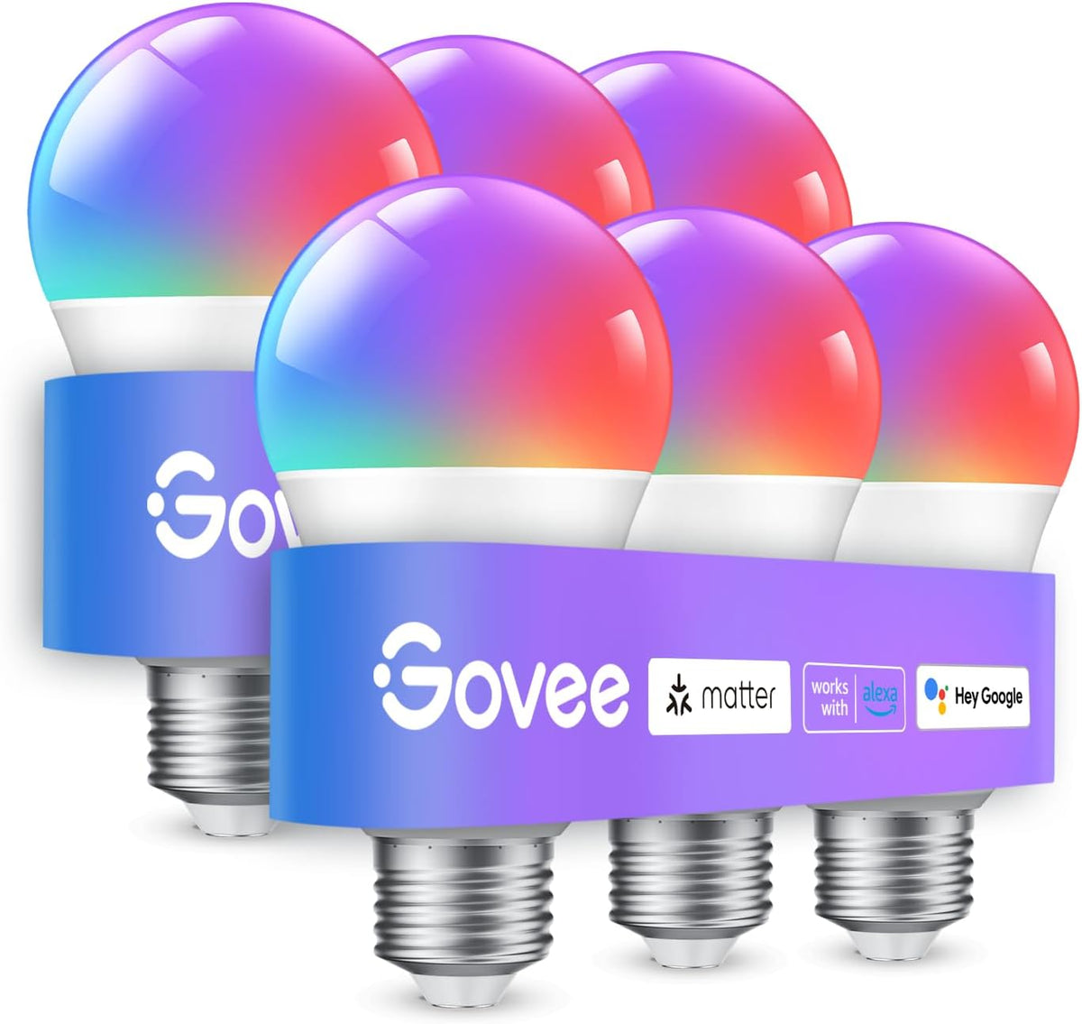 Govee Smart Bulbs A19 LED Light Bulbs 800lm RGBWW H6008