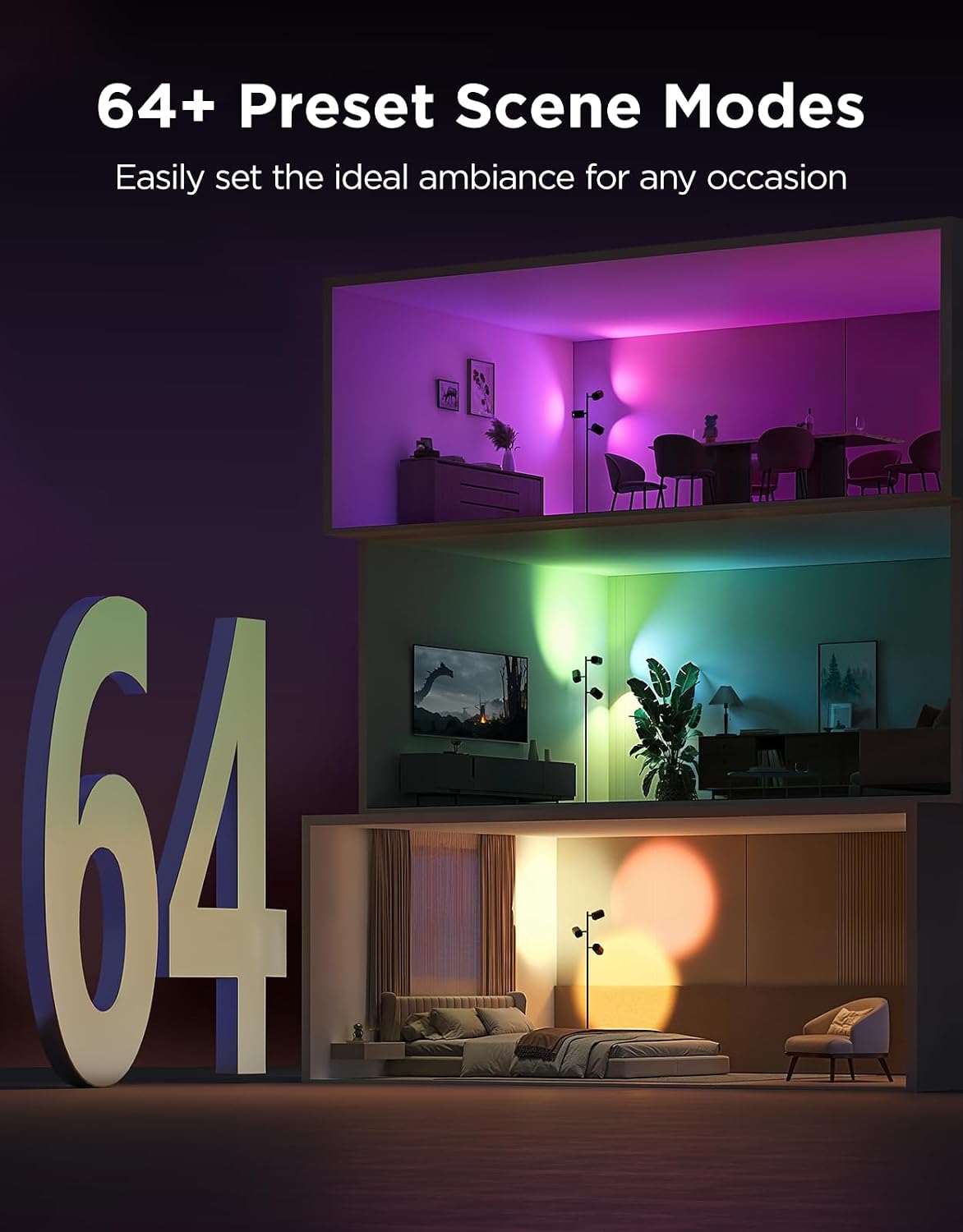 Govee Tree Floor Lamp LuminBlend 3-Light H60B2