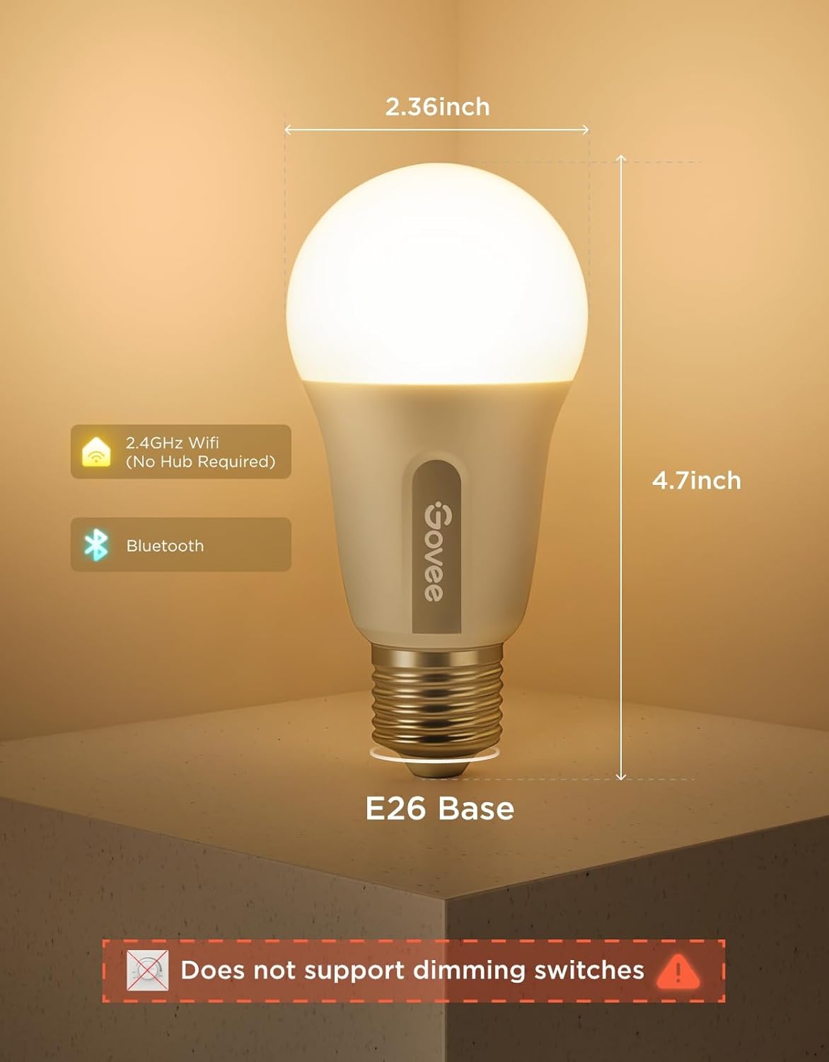 Govee A19 Smart LED Light Bulbs 800-Lumen 2-Pack H6008