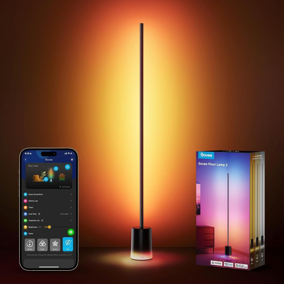 Govee Floor Lamp 2 1725LM RGBICWW Corner Lamp H607C