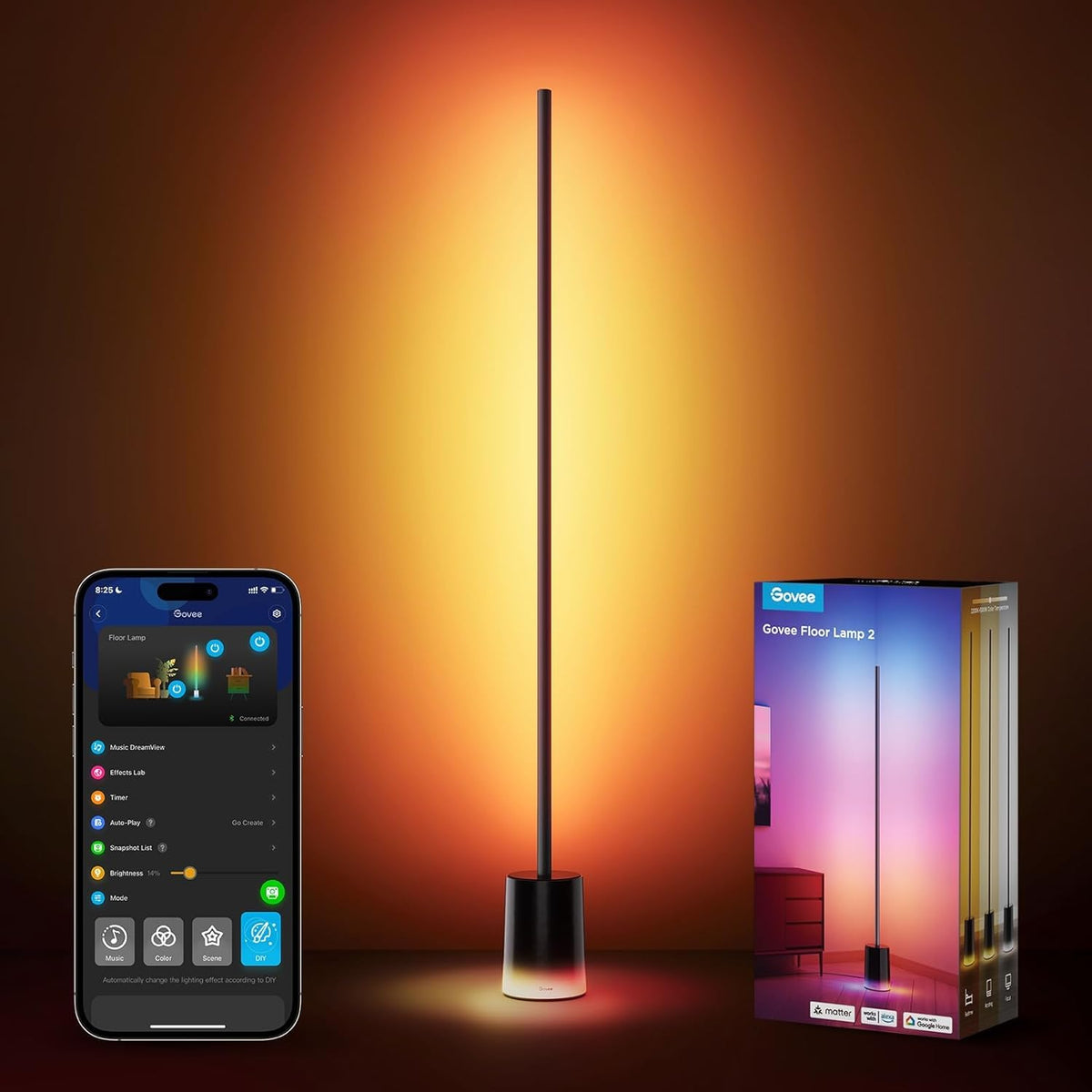 Govee Floor Lamp 2 1725LM RGBICWW Corner Lamp H607C