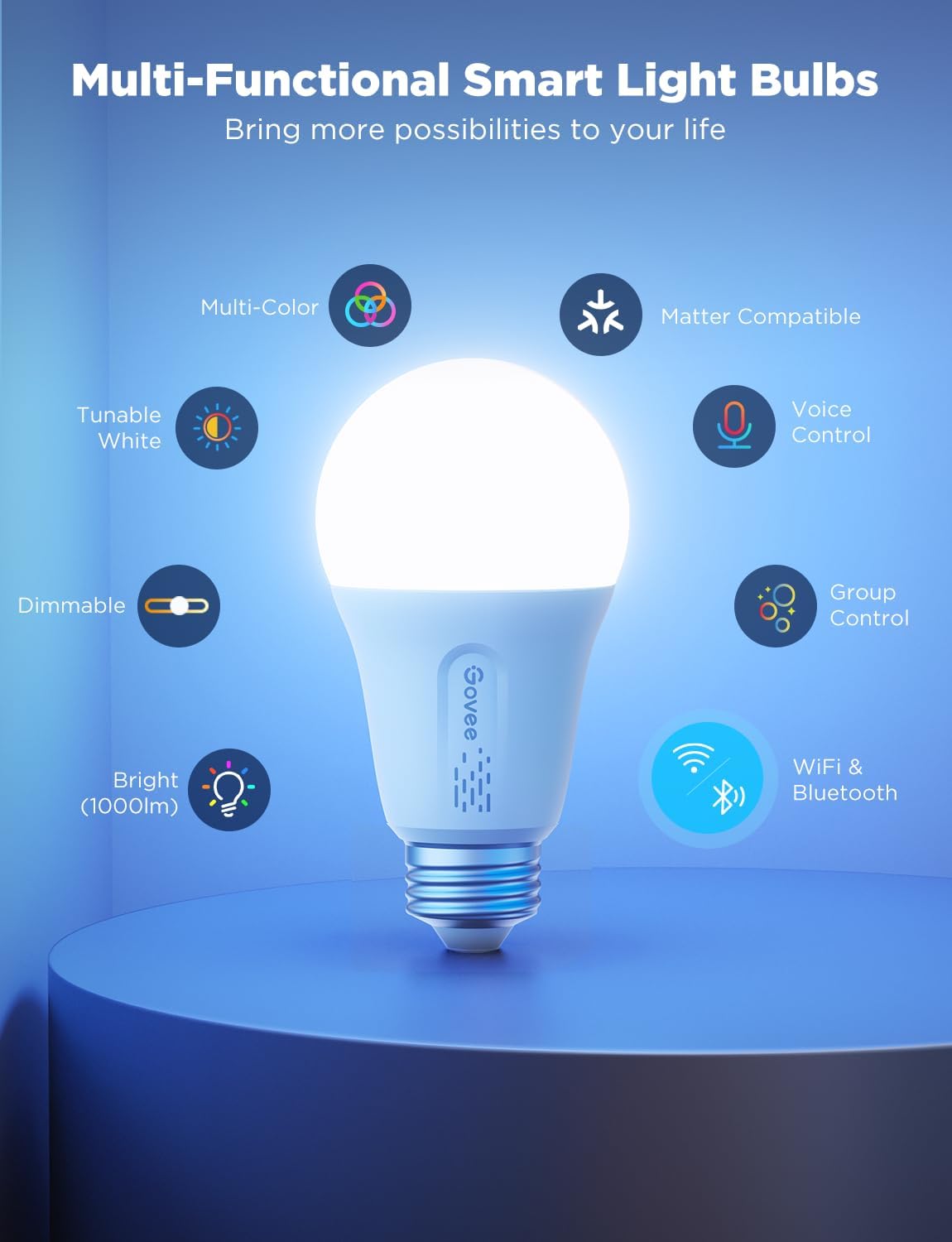 Govee A19 Smart LED Bulbs 1000LM RGBWW H6006