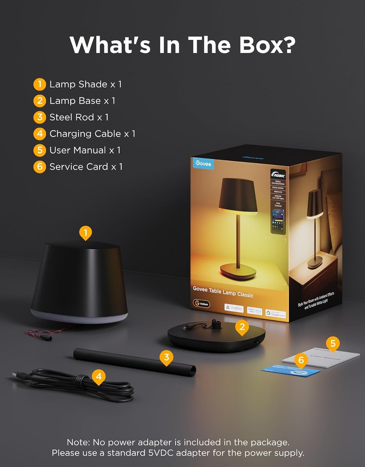 Govee Smart Cordless Table Lamp Classic RGBIC H1741