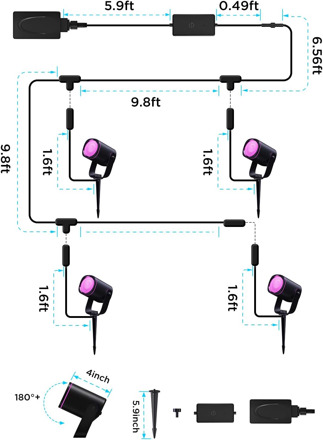 Govee Outdoor Spot Lights 2 RGBWIC Waterproof H7094