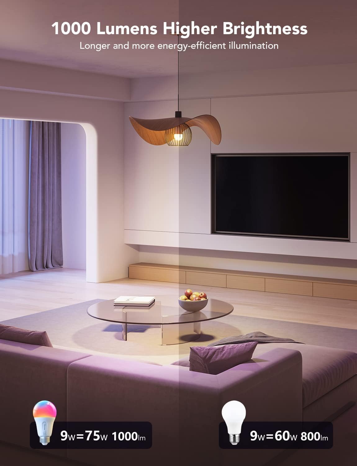 Govee A19 Smart LED Bulbs 1000LM RGBWW H6006