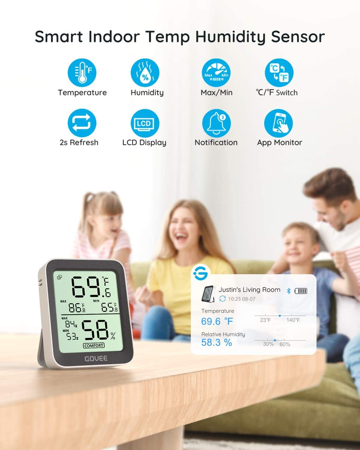 Govee Digital Hygrometer Thermometer Humidity Meter H5075