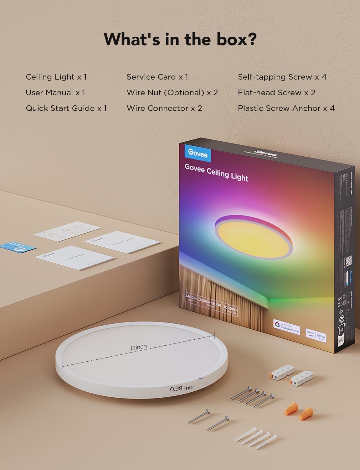 Govee Smart Ceiling Light 2400LM RGBIC 30cm H60A1