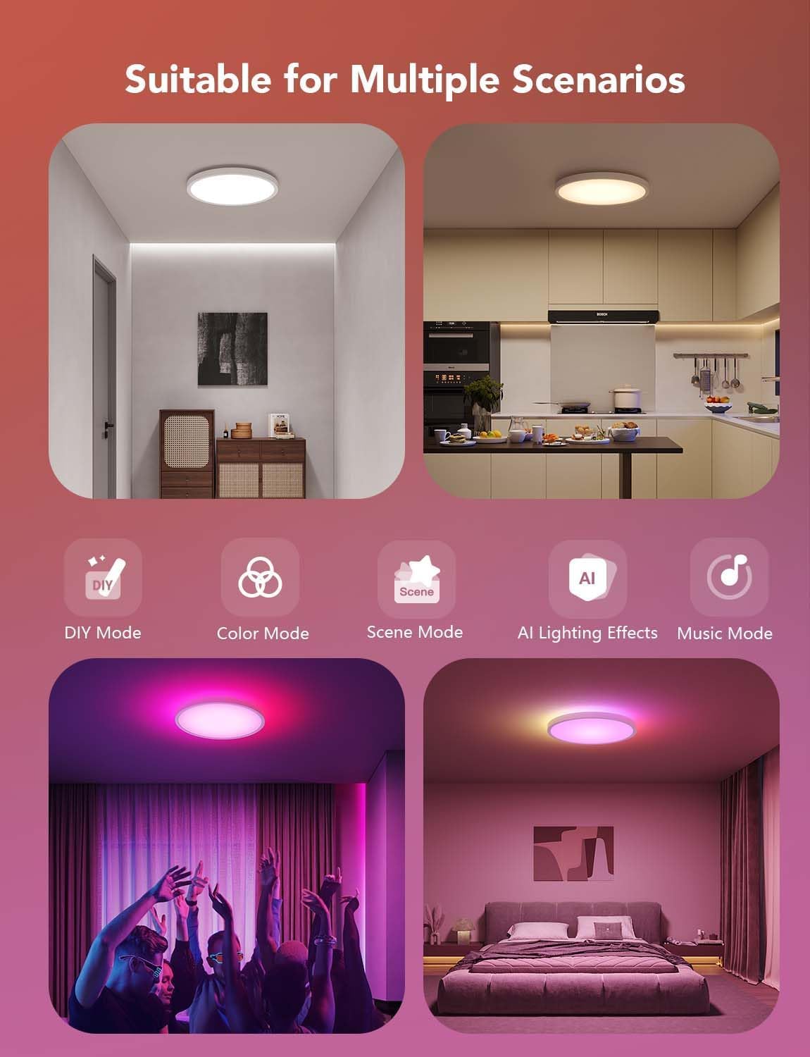 Govee Smart Ceiling Light 2400LM RGBIC 30cm H60A1