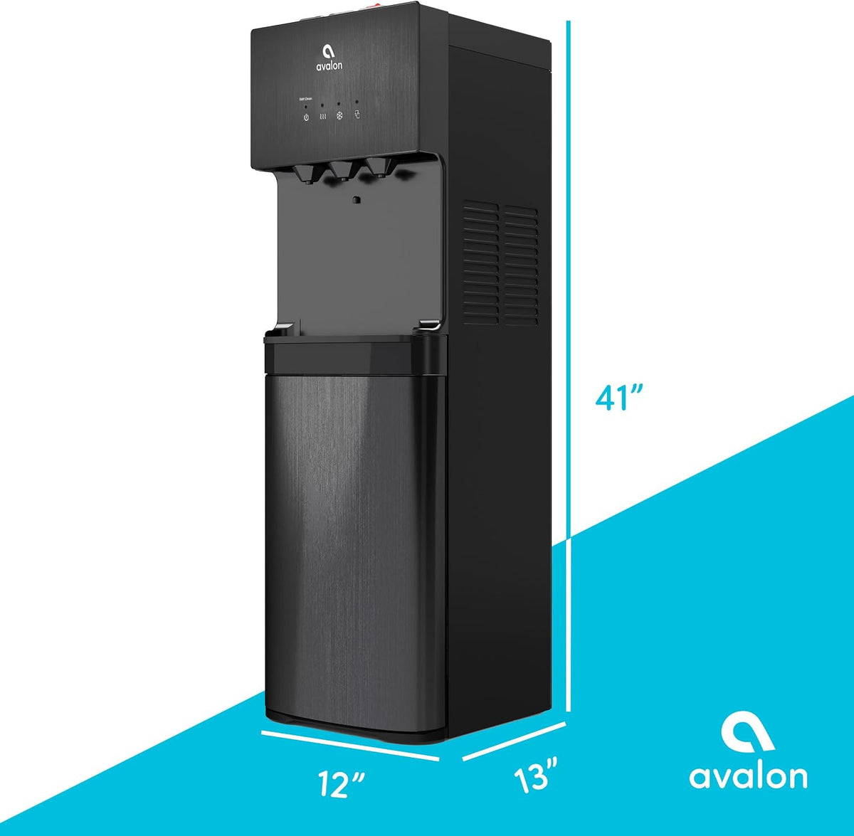 Avalon Self Cleaning Bottom Loading Water Cooler Dispenser Black Stainless Steel