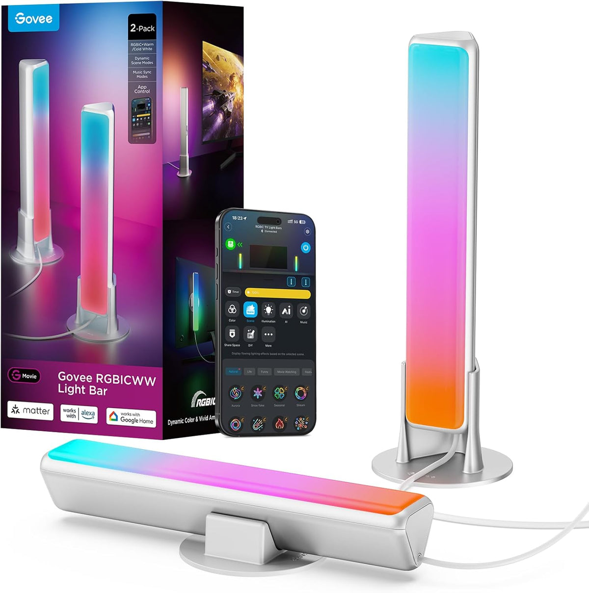 Govee Smart Light Bar RGBICWW TV Lights H6056