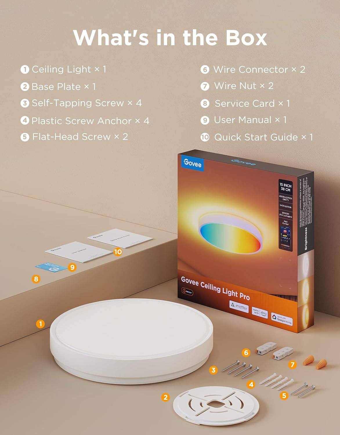 Govee Smart Ceiling Light Pro 4300LM RGBIC 15-Inch H60A6