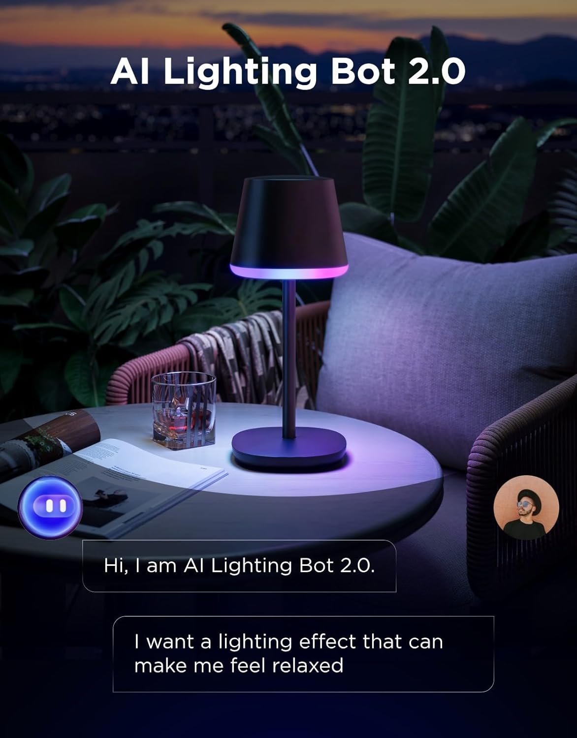 Govee Smart Cordless Table Lamp Classic RGBIC H1741