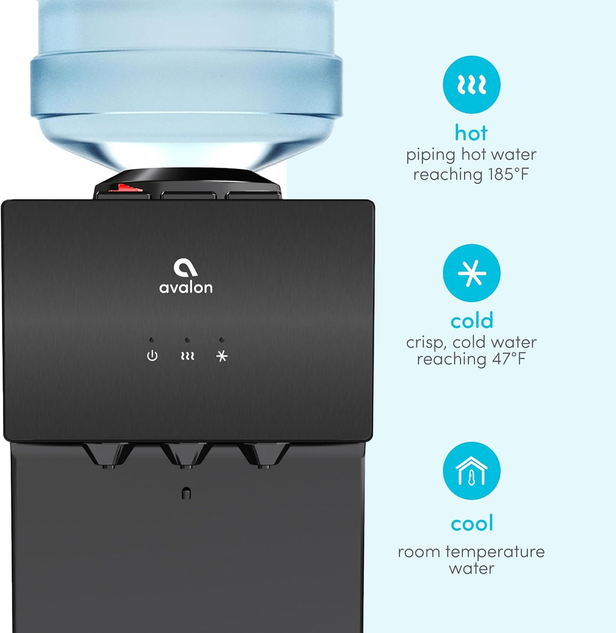 Avalon Countertop Top Loading Water Cooler Dispenser Black Stainless Steel