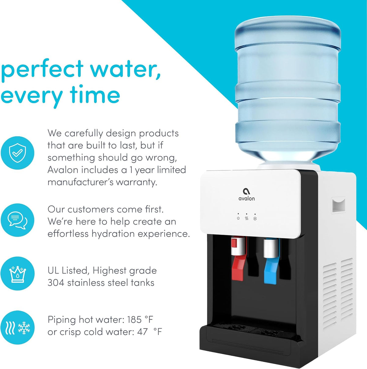Avalon Countertop Top Loading Water Cooler Dispenser Hot Cold A1CTWTRCLRWHT
