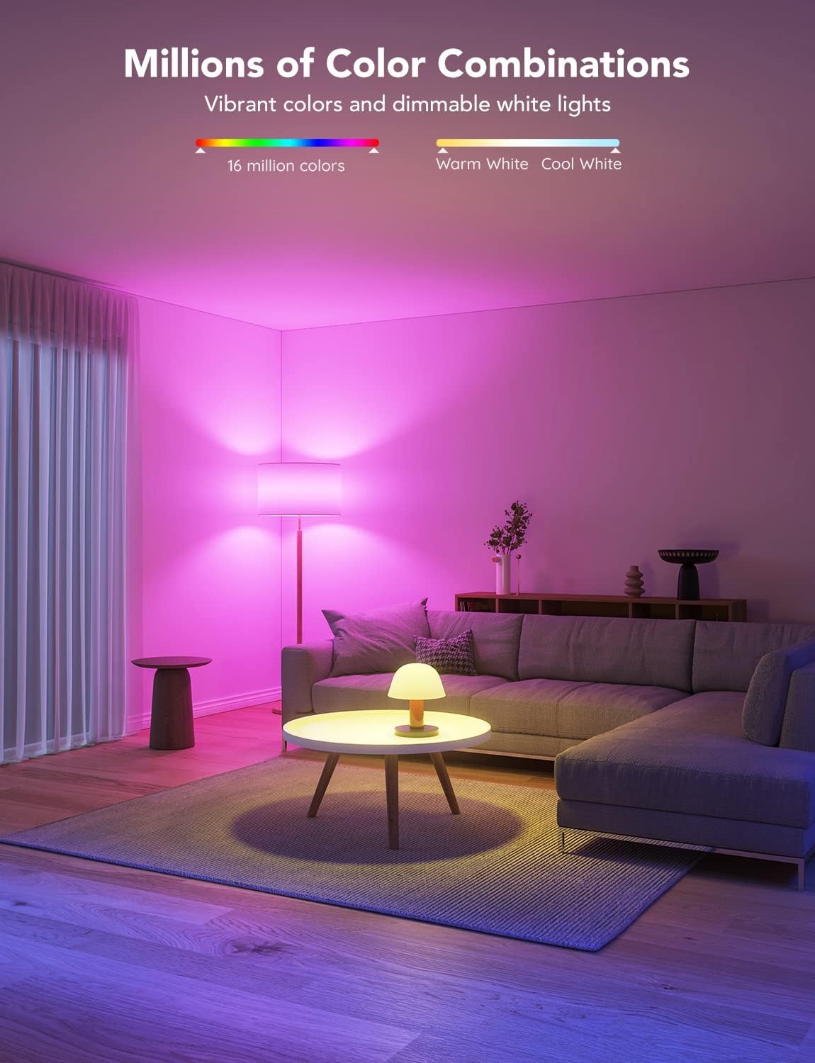 Govee Smart Bulbs A19 LED Light Bulbs 1000lm RGBWW H6006
