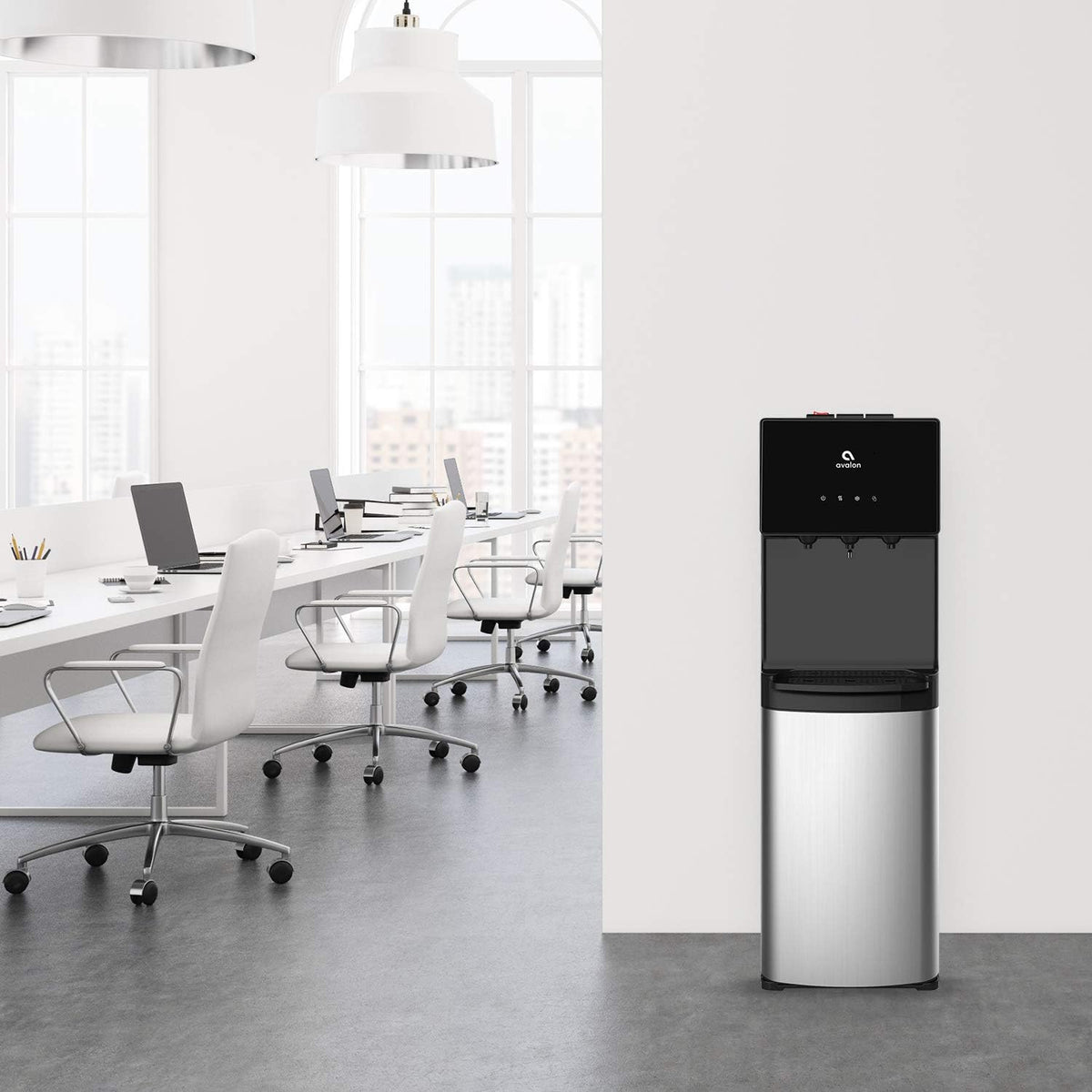 Avalon Bottom Loading Water Cooler Dispenser Black Stainless Steel A4BLWTRCLR