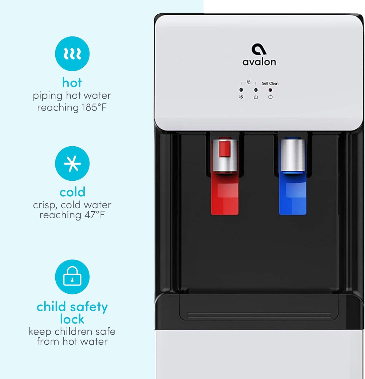 Avalon Self Cleaning Bottom Loading Water Cooler Dispenser Hot Cold A6SC-WHT