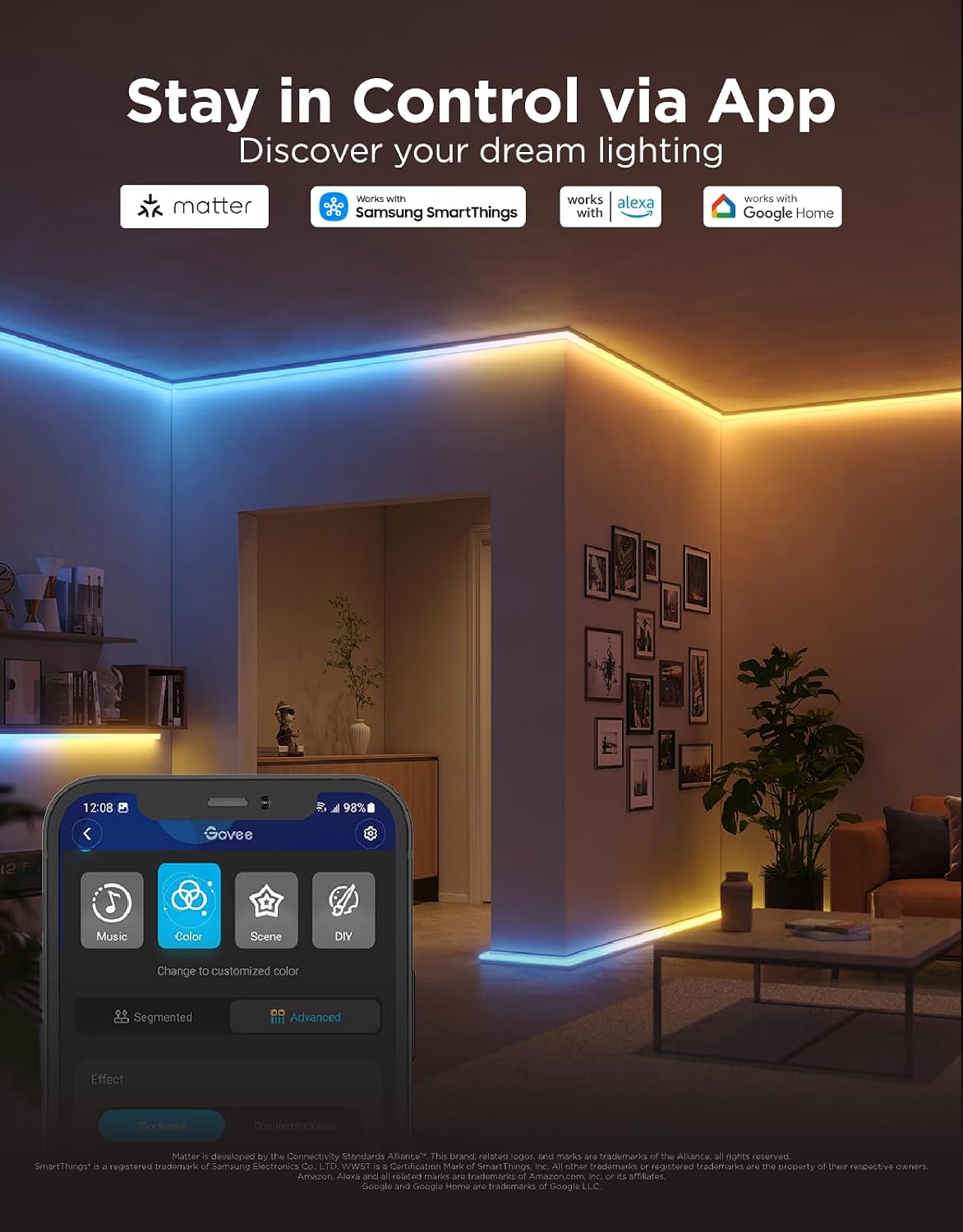 Govee RGBIC LED Strip Lights with Covers H61B5