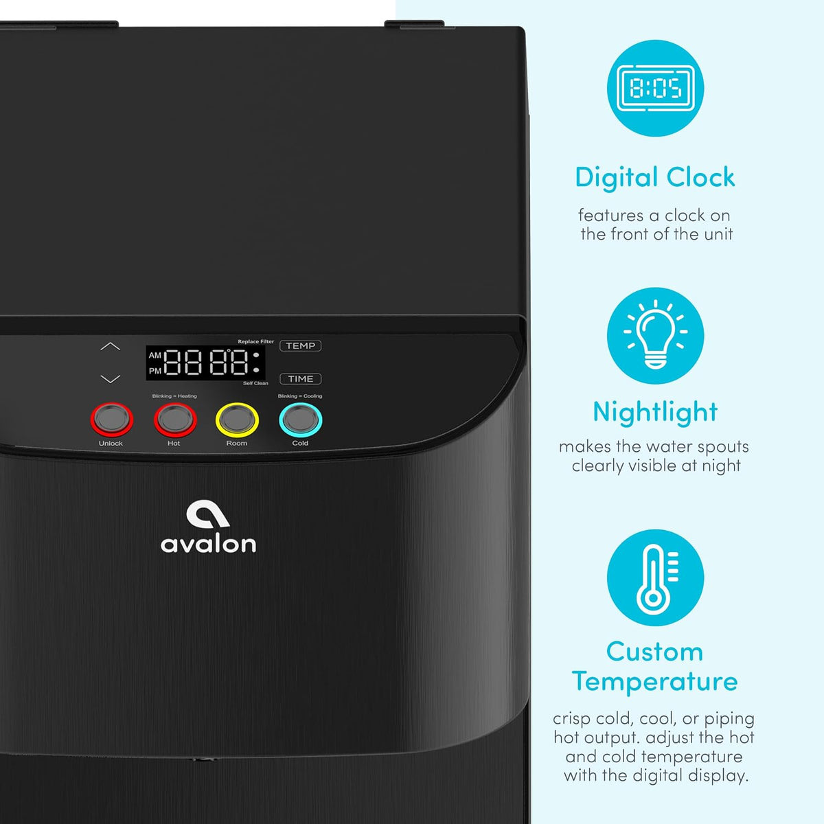 Avalon Self Cleaning Bottleless Water Cooler Dispenser Black A13BLK