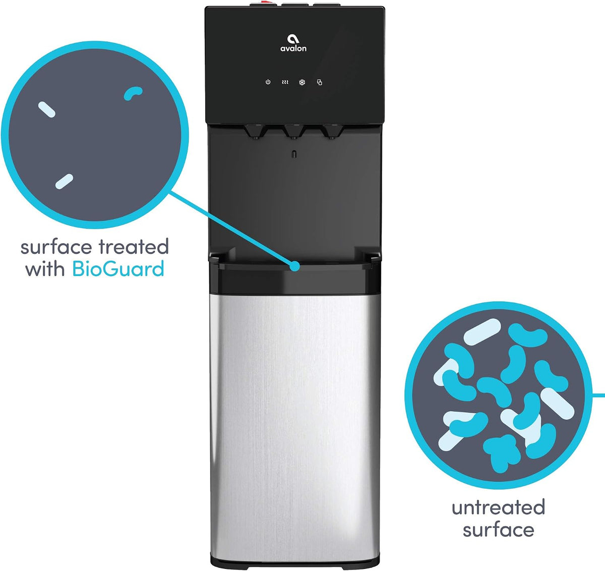 Avalon Bottom Loading Water Cooler Dispenser Black Stainless Steel A4BLWTRCLR