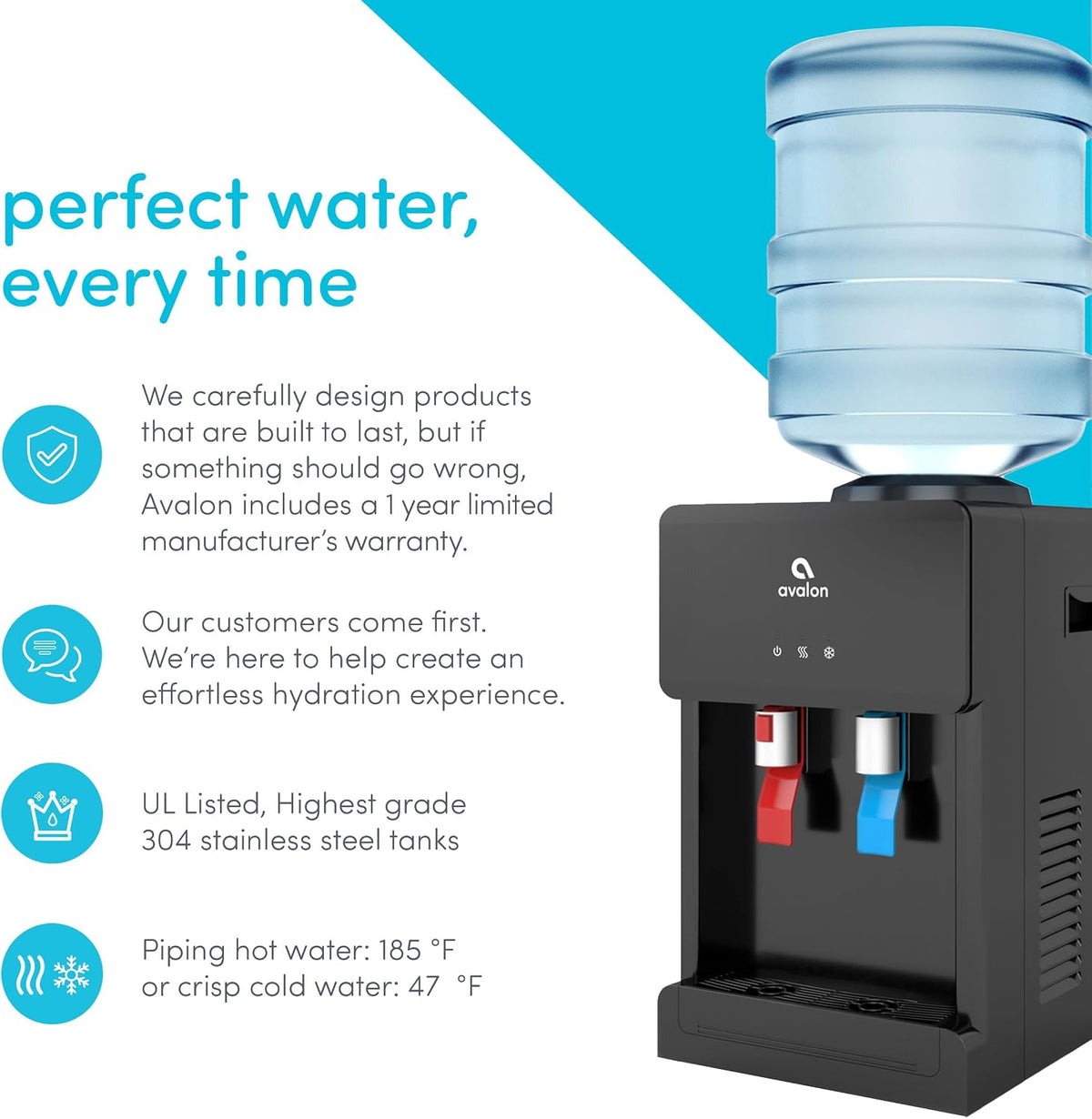 Avalon Countertop Top Loading Water Cooler Dispenser Black