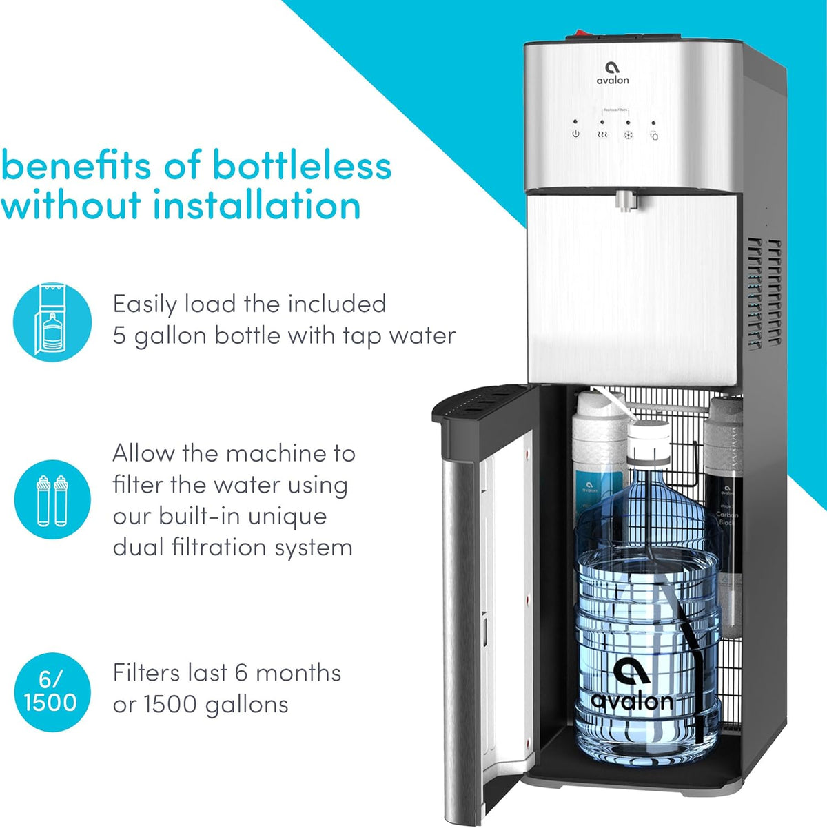 Avalon Bottom Loading Water Cooler Dispenser Filtered A3F