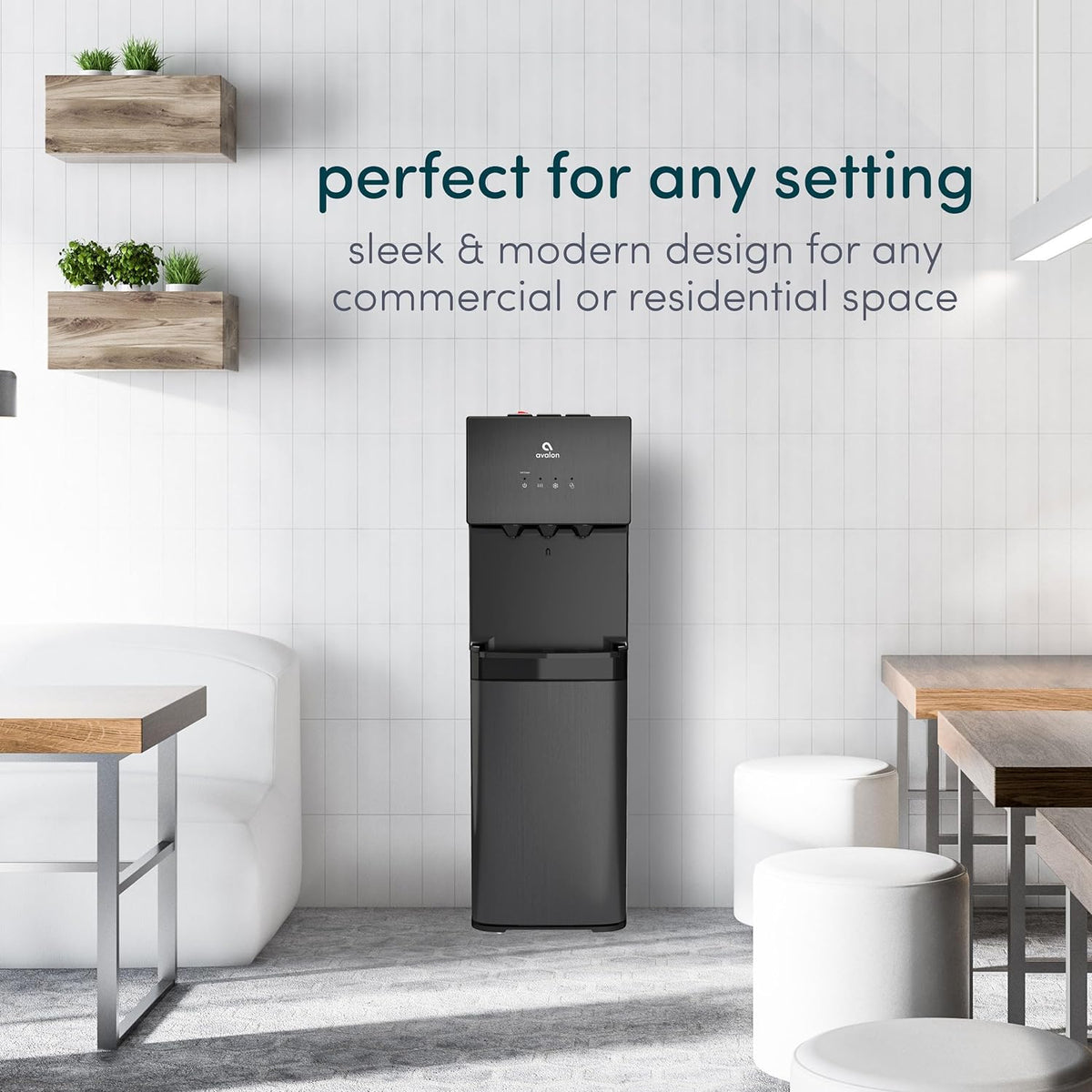 Avalon Self Cleaning Bottom Loading Water Cooler Dispenser Black Stainless Steel