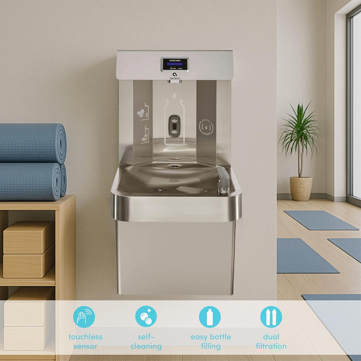 Avalon Wall Mounted Water Fountain Dispenser Stainless Steel A51