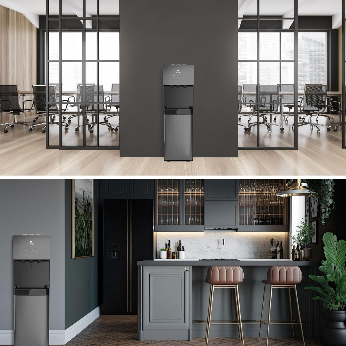 Avalon Self Cleaning Bottleless Water Cooler Dispenser Black Stainless Steel A5BLK