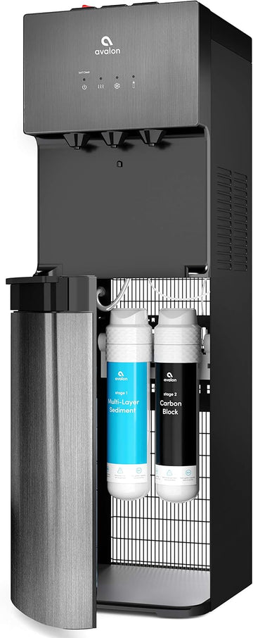 Avalon Self Cleaning Bottleless Water Cooler Dispenser Black Stainless Steel A5BLK
