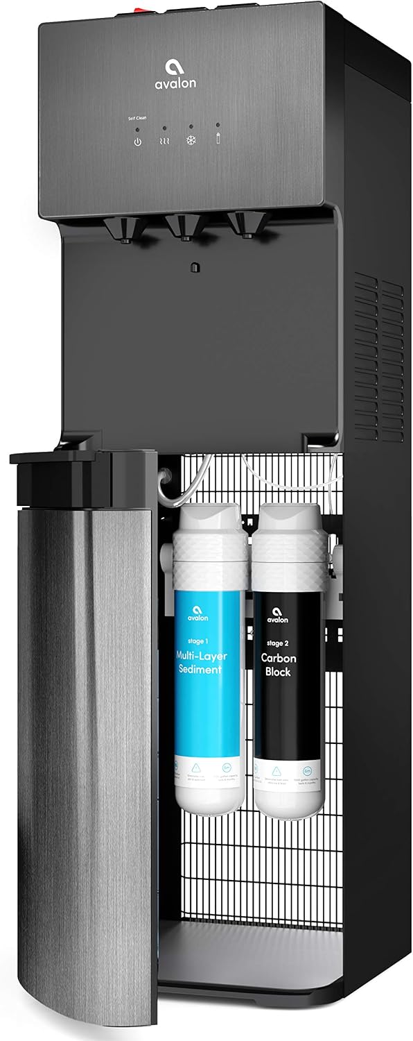 Avalon Self Cleaning Bottleless Water Cooler Dispenser Black Stainless Steel A5BLK