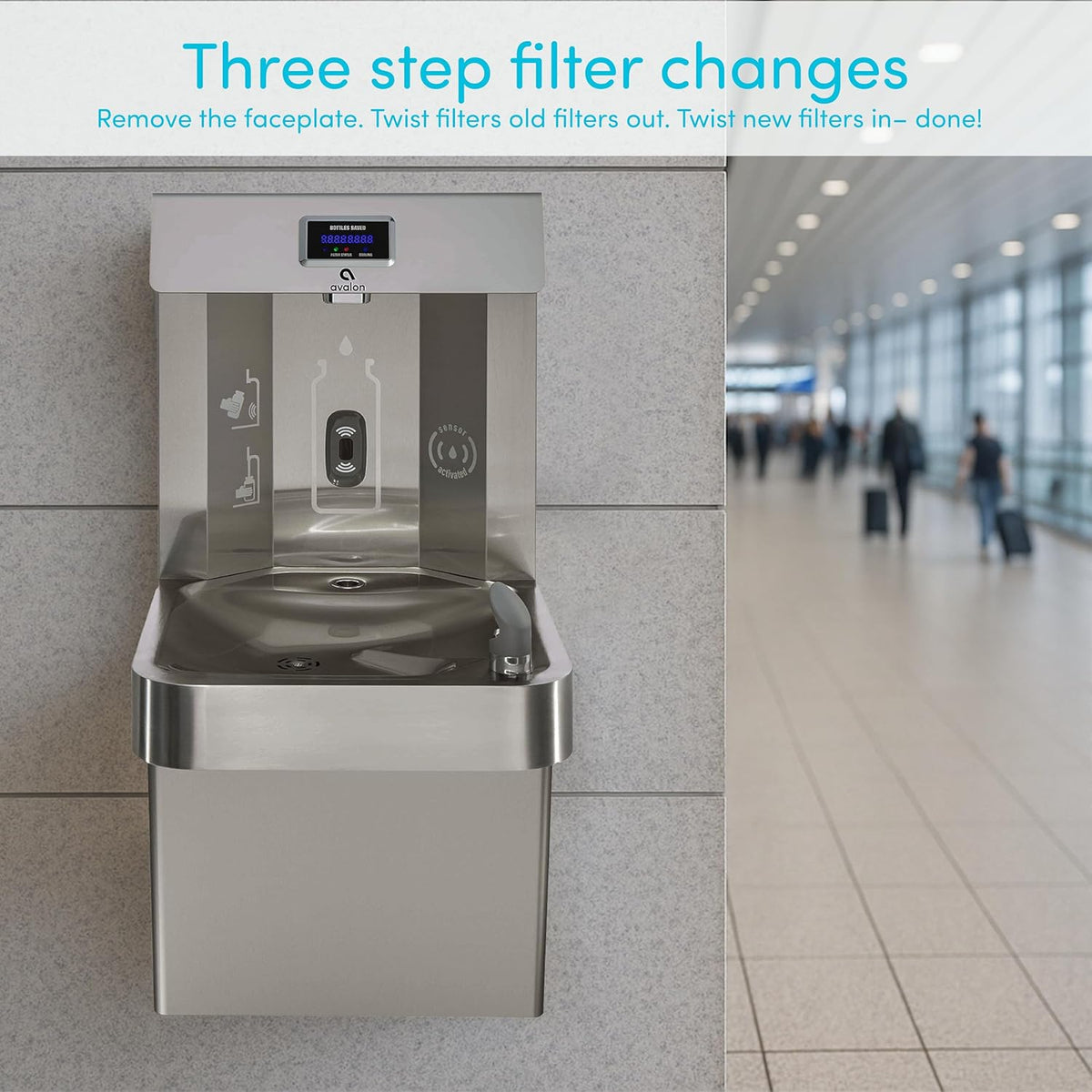 Avalon Wall Mounted Water Fountain Dispenser Stainless Steel A51