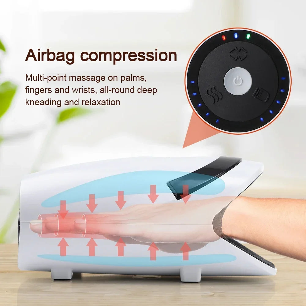 Electric Hand Massager Air Bag 3 Modes Hot Compress Kneading Hand Massage Machine Promote Finger Blood Circulation Relax Hands
