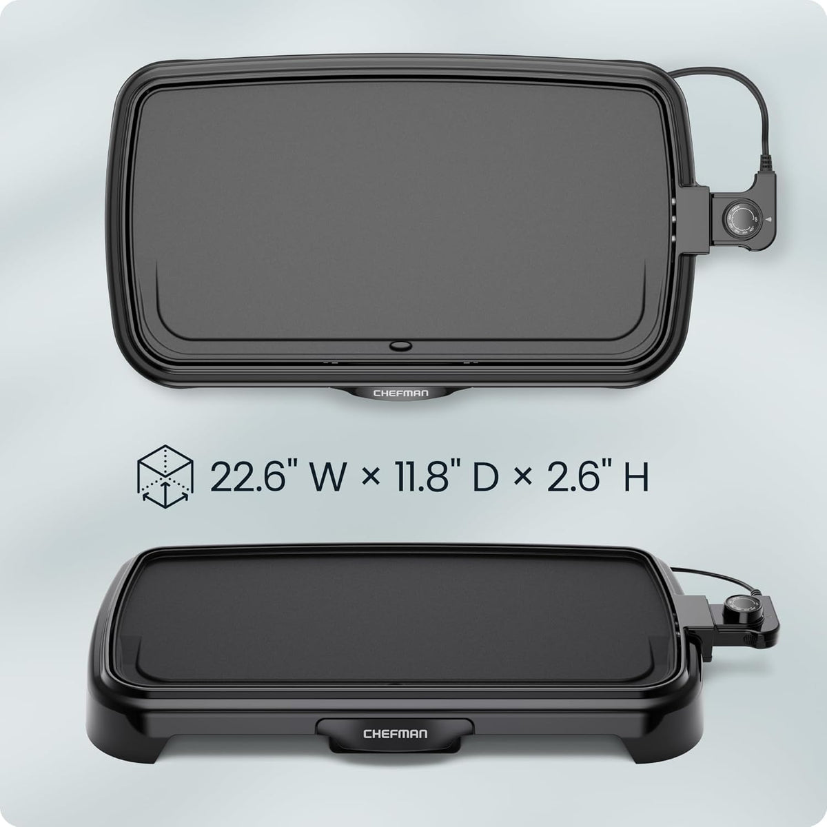 XL Electric Griddle with Removable Temperature Control, Immersible Flat Top Grill, Burger, Eggs, Pancake Griddle, Nonstick Extra Large Cooking Surface, Slide Out Drip Tray, 25 X 51 CM